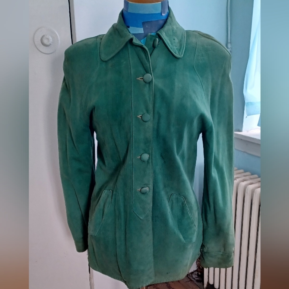 Women's Vintage Green Suede Jacket